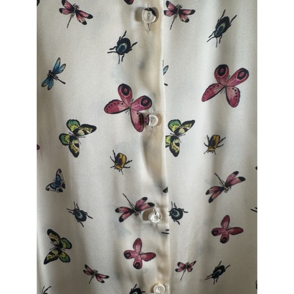 ZARA Women's Cream Butterfly Insect Print Button Up Shirt Oversized M‎ 72-27 - Picture 14 of 16